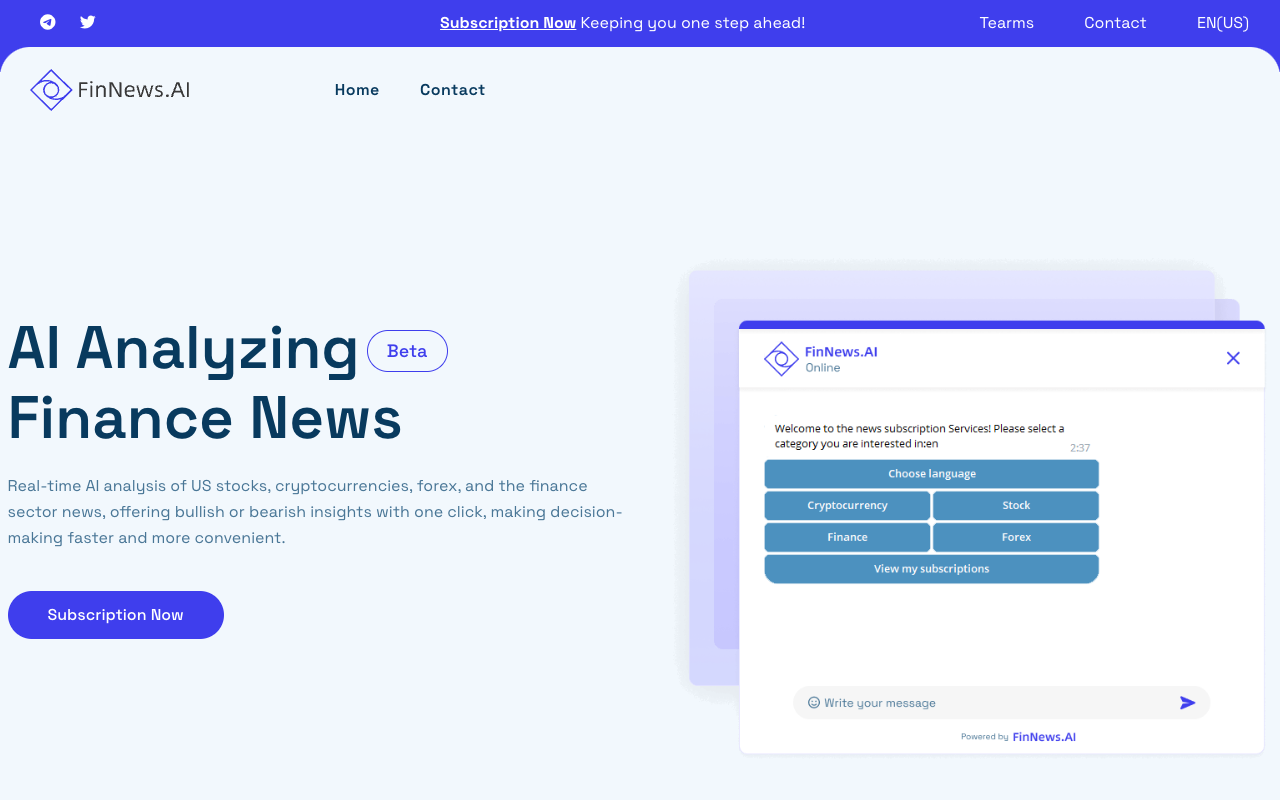 FinNews.AI - 免费 - 实时 AI 股票、加密货币、外汇新闻分析