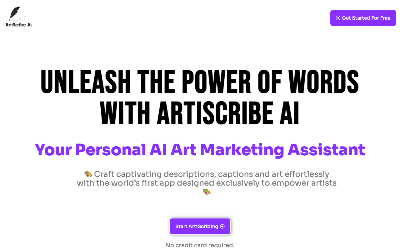 ArtiScribe AI - 世界首个 AI 艺术营销助手