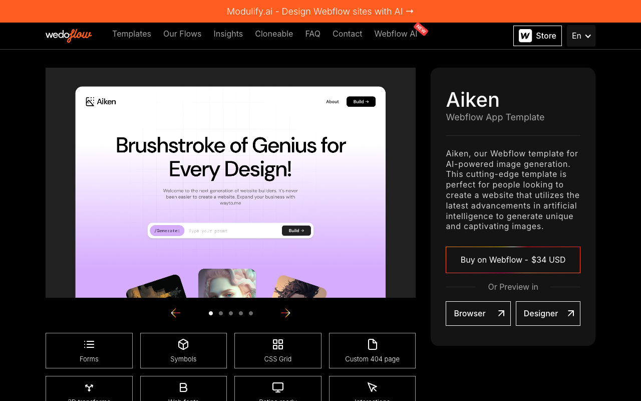 Aiken - 用于 AI 初创公司的高级 Webflow 模板 人工智能 网站模板