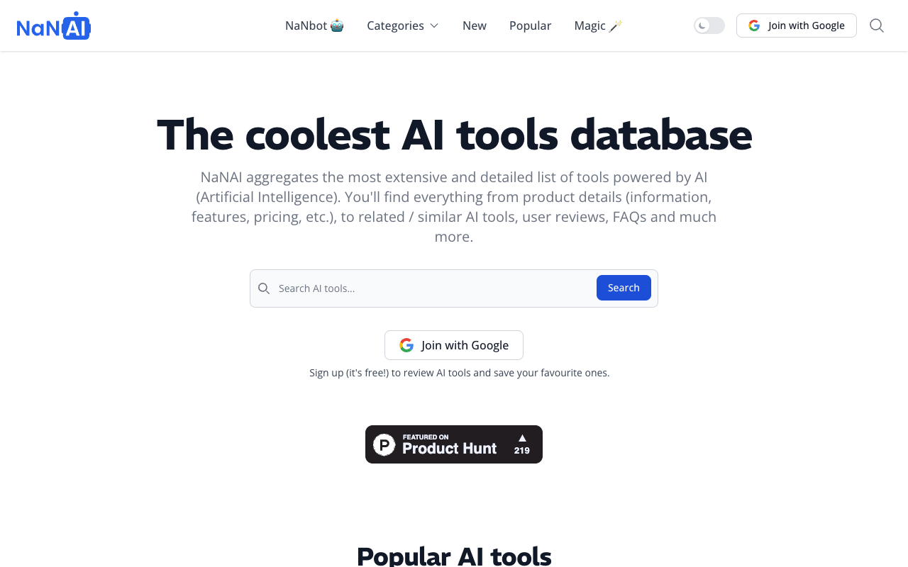 NaNAI - 带 AI 语音搜索的最酷 AI 工具数据库 人工智能 工具数据库