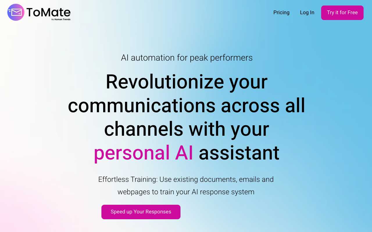 ToMate - 轻松 AI 驱动的电子邮件、聊天和 CRM 通信 人工智能 电子邮件 聊天