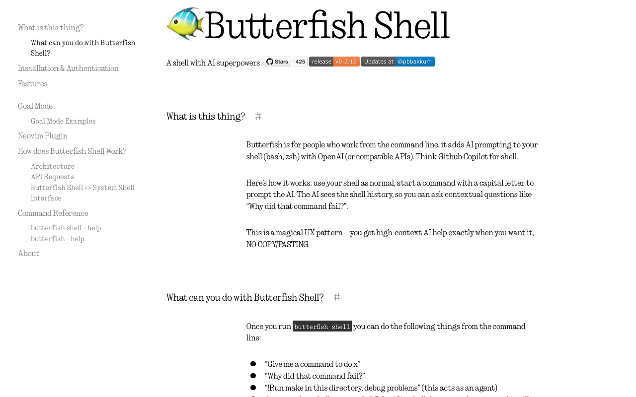 Butterfish Shell - 具有 AI 超能力的命令行工具 命令行工具 人工智能