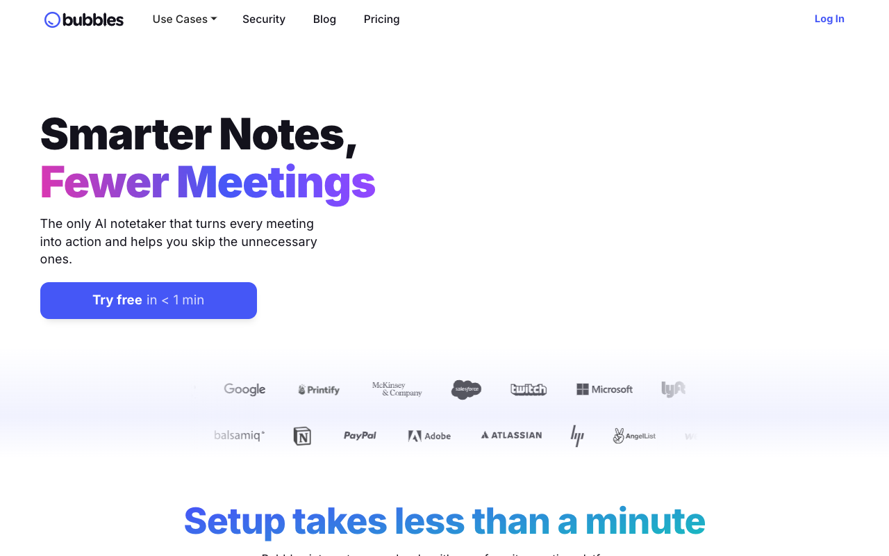 Bubbles AI Notetaker - 会议记录、转录与跟进