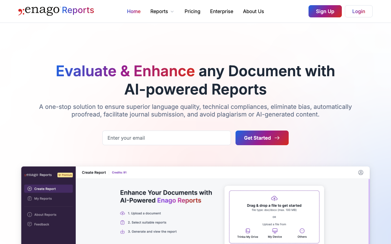 Enago Reports - 利用 AI 技术评估和增强文档质量