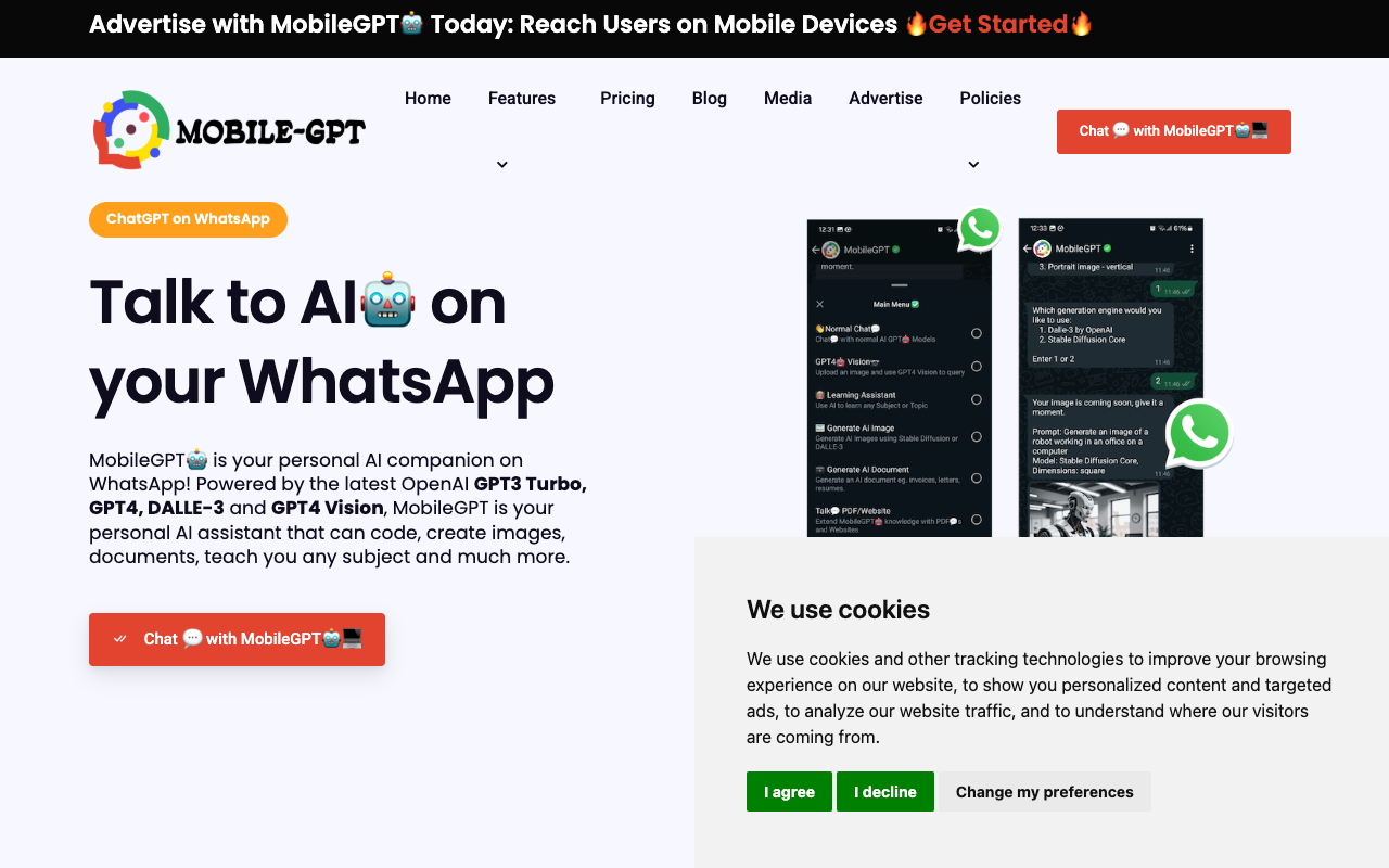 MobileGPT 2.0 - WhatsApp 上的生成式人工智能、文档和智能学习