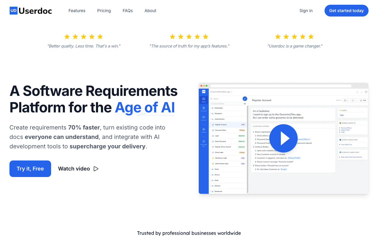 Userdoc - 利用人工智能构建更好的软件需求 软件需求 人工智能
