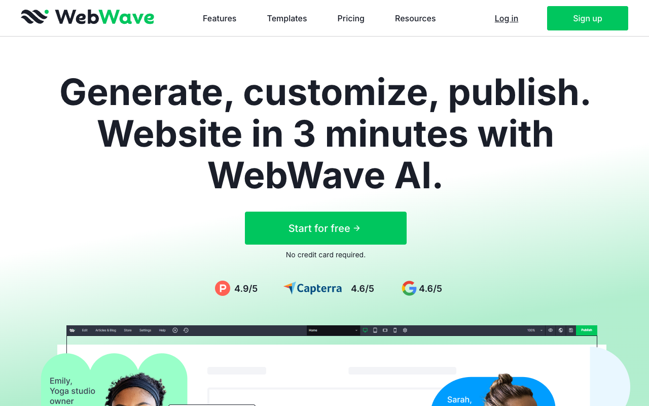 WebWave AI - 一键生成网站，随心定制 网站生成 人工智能