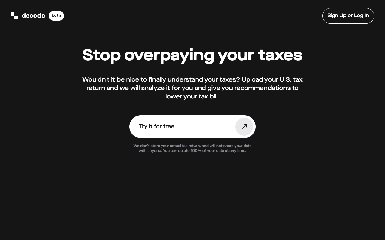 Decode.tax - 自动分析您的税务申报并节省金钱