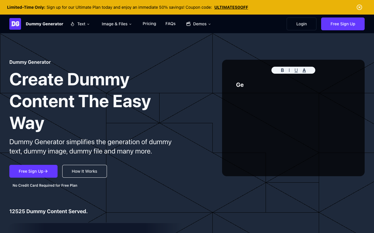 Dummy Generator - 轻松创建虚拟内容的便捷工具