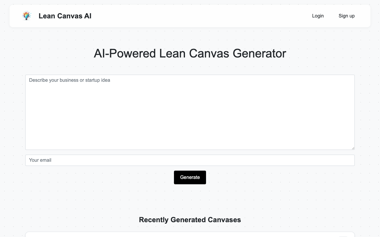 Lean Canvas AI - 利用人工智能快速预览创业创意的精益画布 人工智能 创业 创意