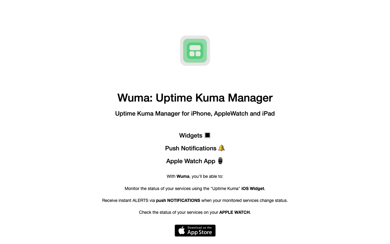 Wuma - Uptime Kuma 管理器 - iPhone、iPad 和 Apple Watch 上的 Uptime Kuma