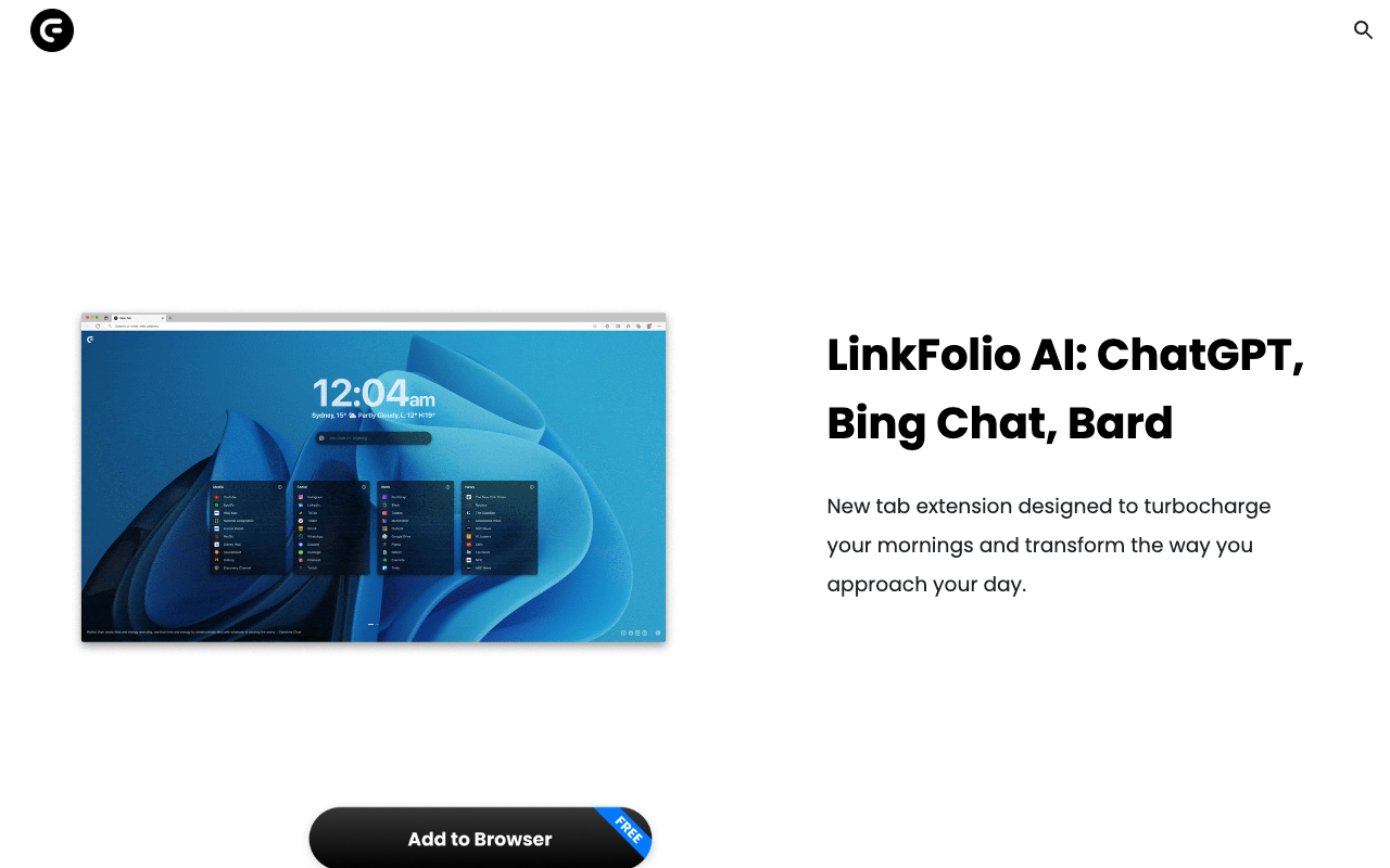 LinkFolio AI - 个性化新标签页 - AI 动力浏览器扩展与 ChatGPT、Bing Chat、Bard 浏览器扩展 个性化 人工智能