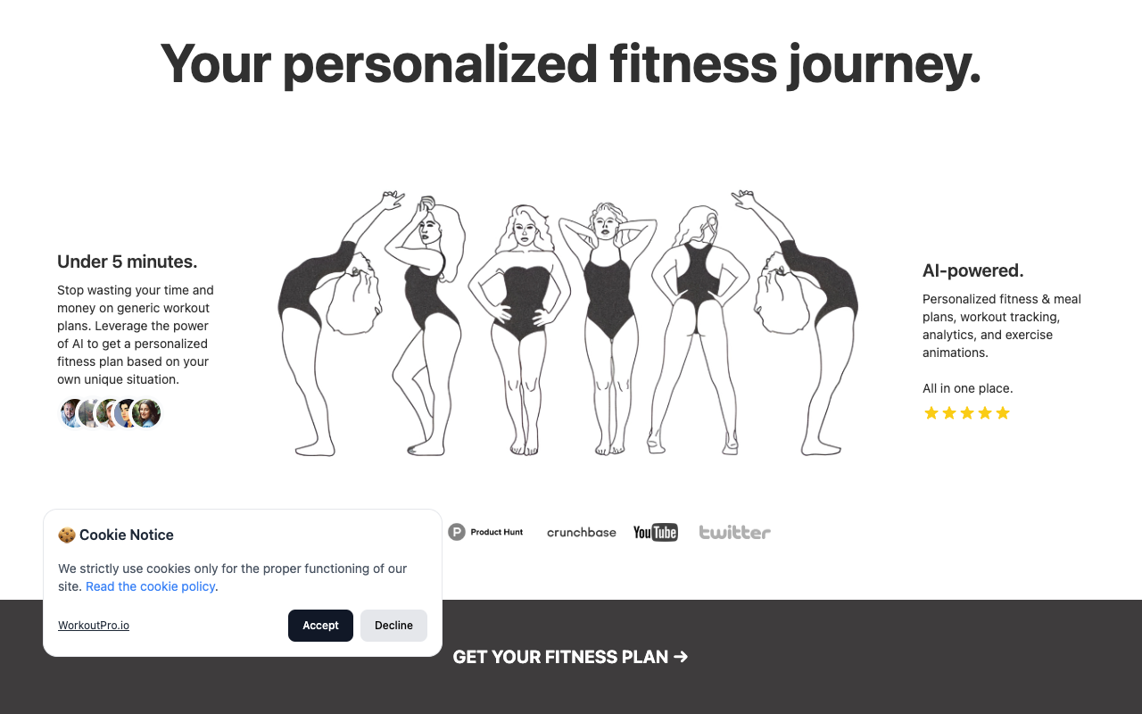 WorkoutPro - 5 分钟获得个性化健身计划 个性化健身 人工智能