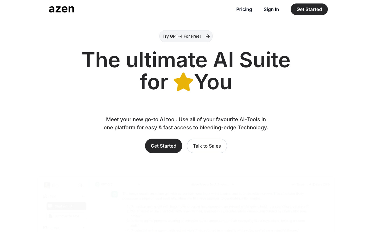 Azen AI - 终极人工智能套件 人工智能 工具套件