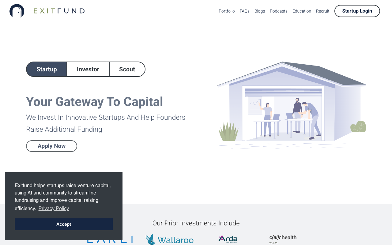 Exitfund - 利用社区与人工智能轻松筹集初创资金 社区 人工智能