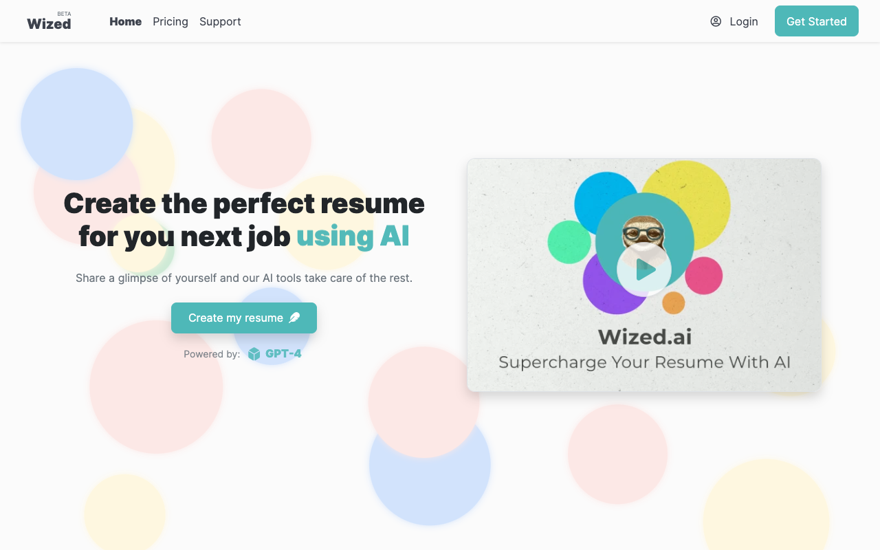 Wized.ai - 利用 AI 轻松打造专业简历 人工智能 简历