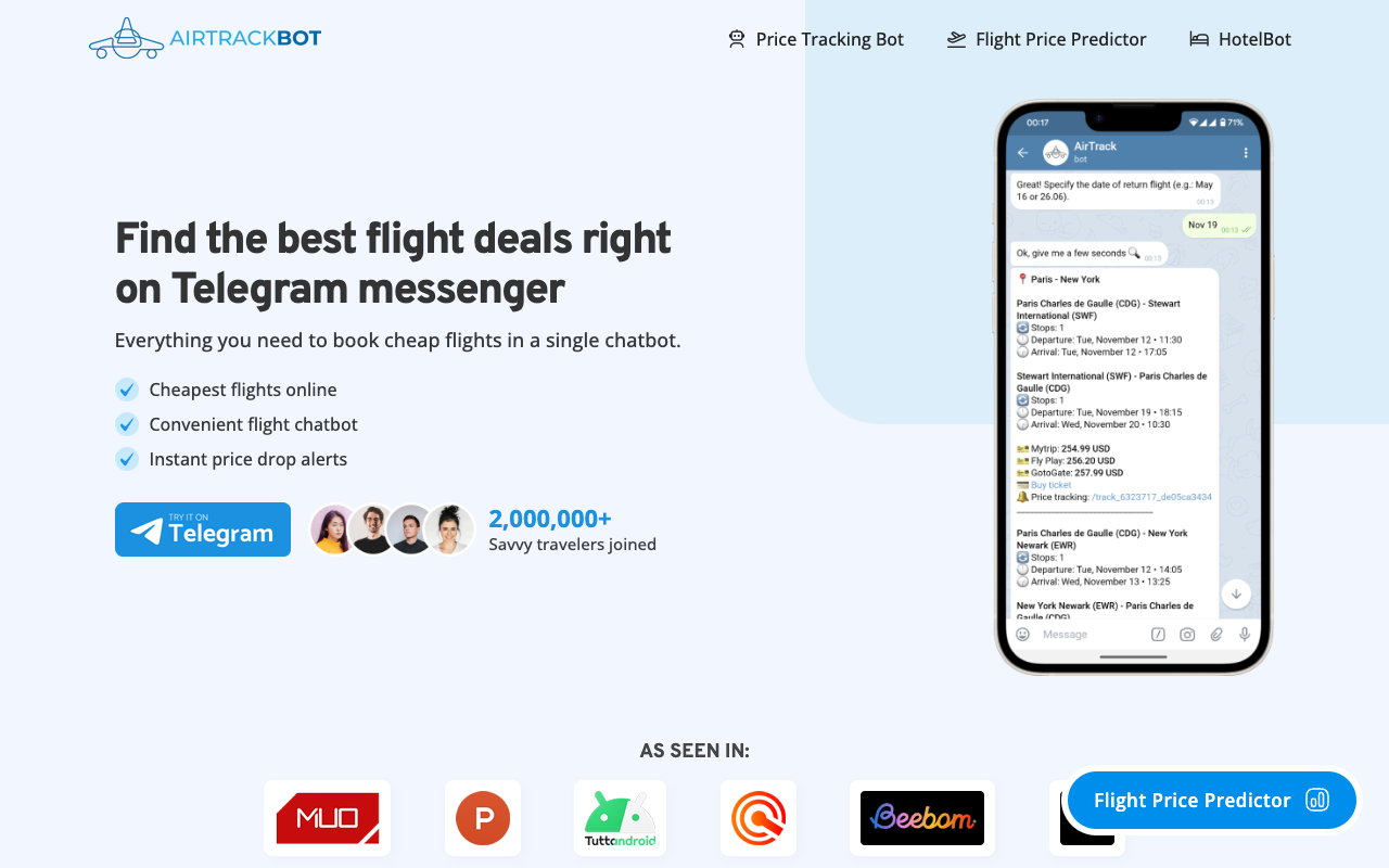 AirTrack 4.0 - 电报信使上的全功能机票搜索引擎