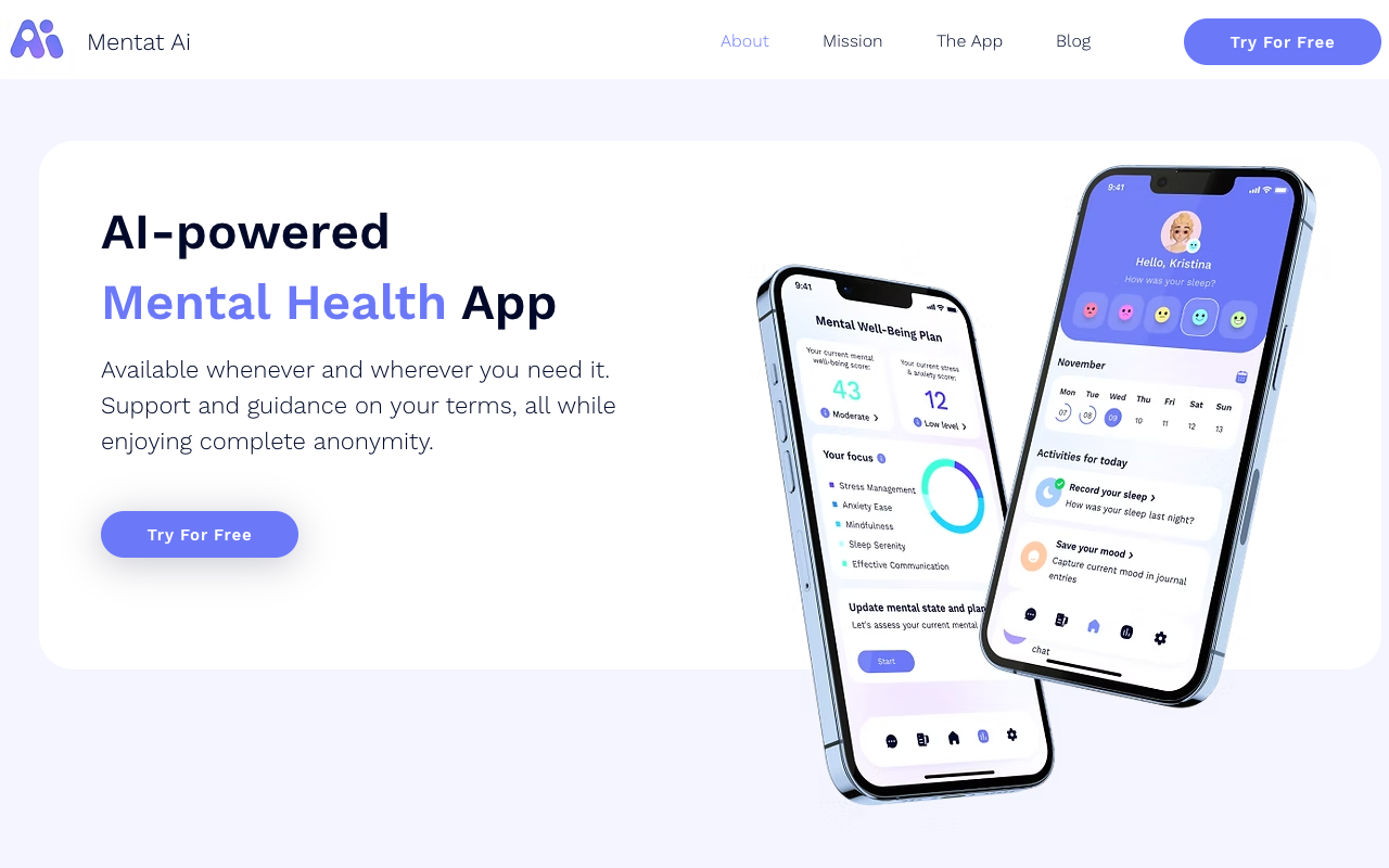 Mentat AI - 个性化心理健康支持与认知行为疗法