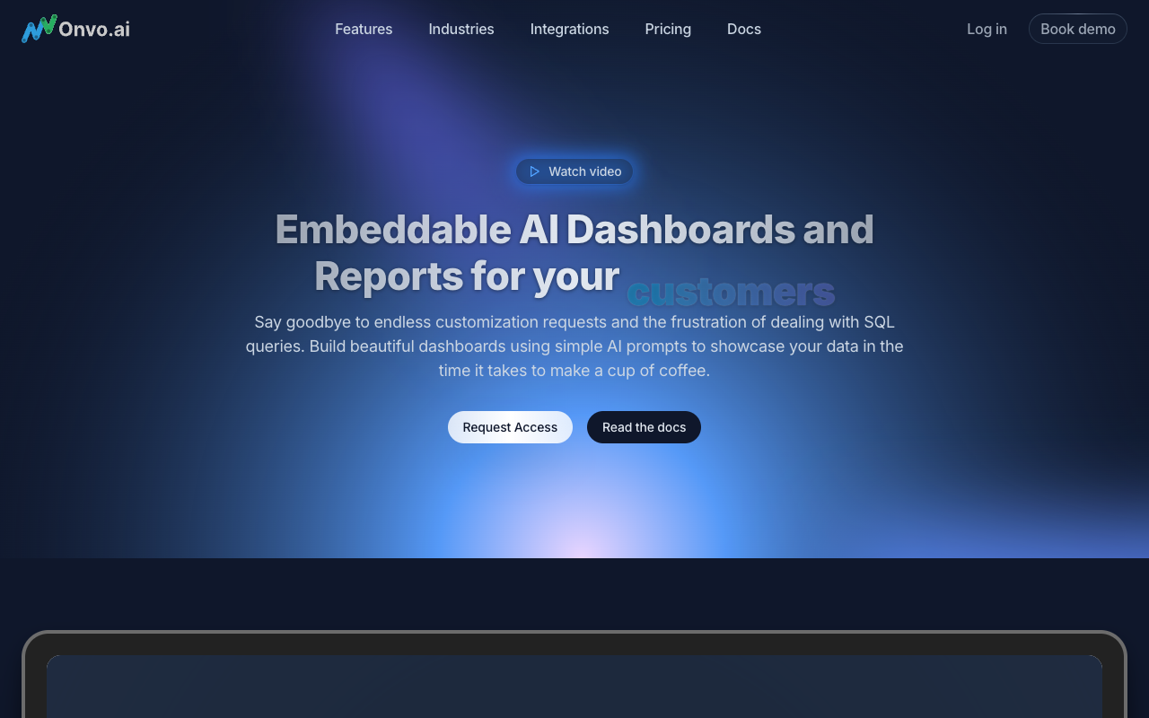 Onvo AI - 智能仪表板和报告生成 SDK