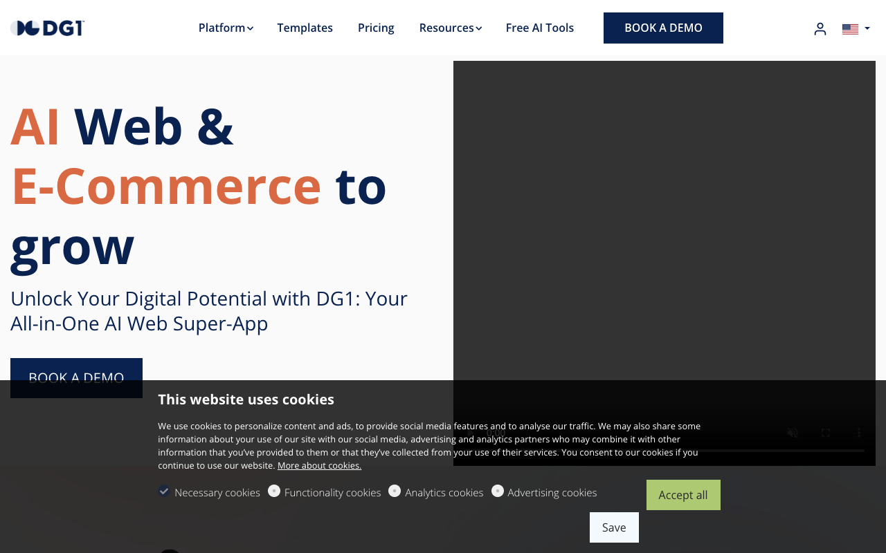 DG1 - AI Web & E-commerce System：一站式 AI 平台，引入 AI 语音控制的网站和电子商务系统，实现内部管理，无代码和 AI，降低成本，扩大在线机会 人工智能 网站开发 电子商务