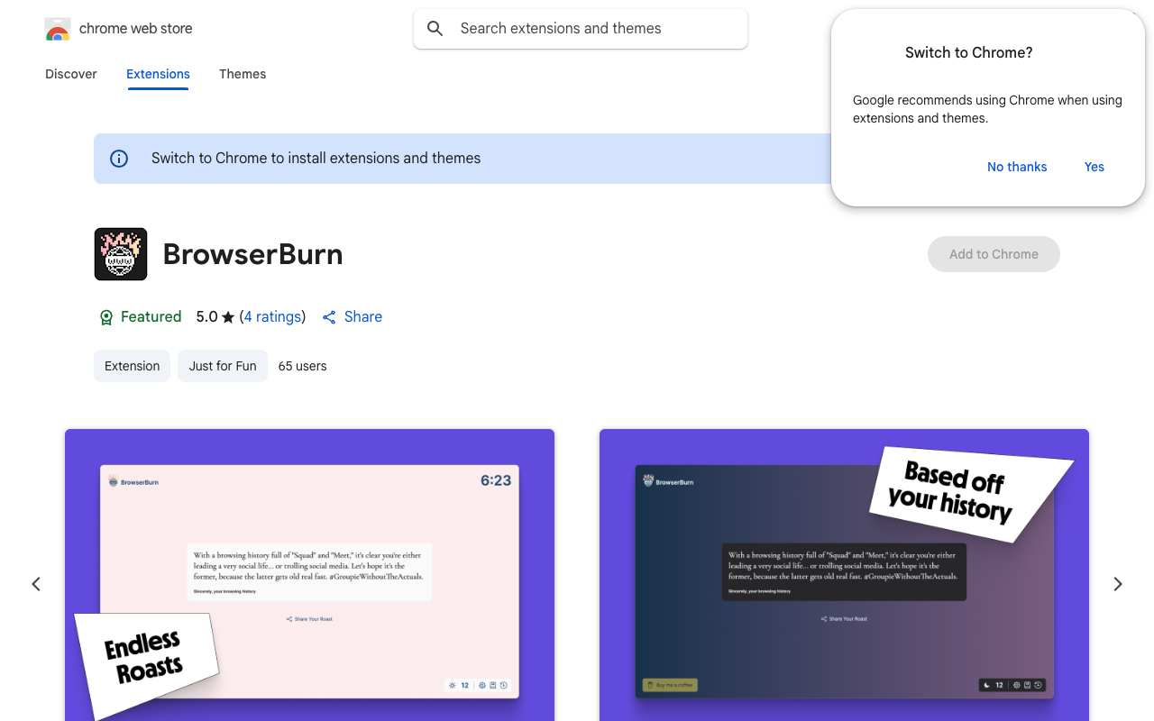 BrowserBurn - 让 AI 嘲笑您的浏览习惯！