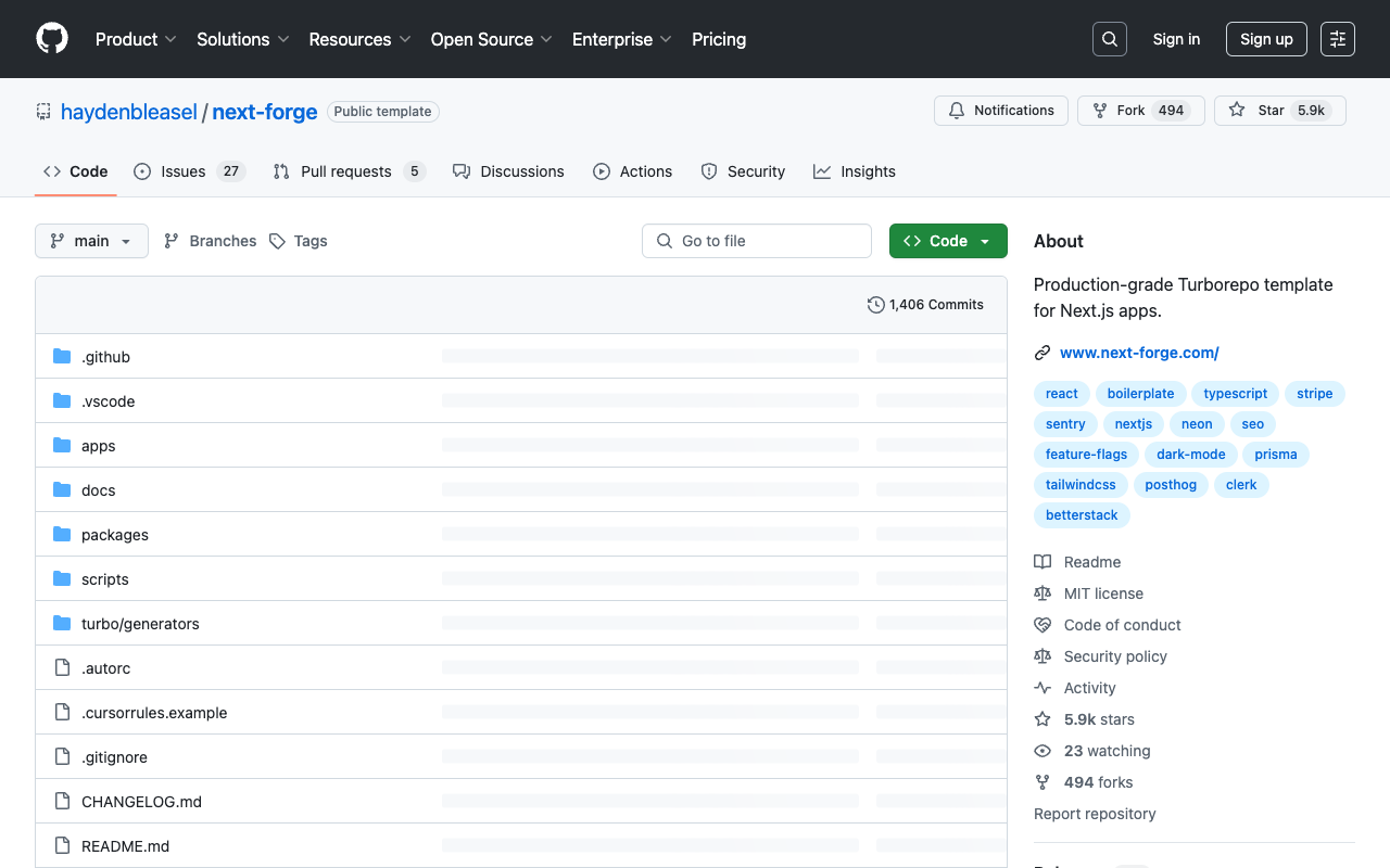 next-forge - 现代 Next.js 应用程序的生产级样板
