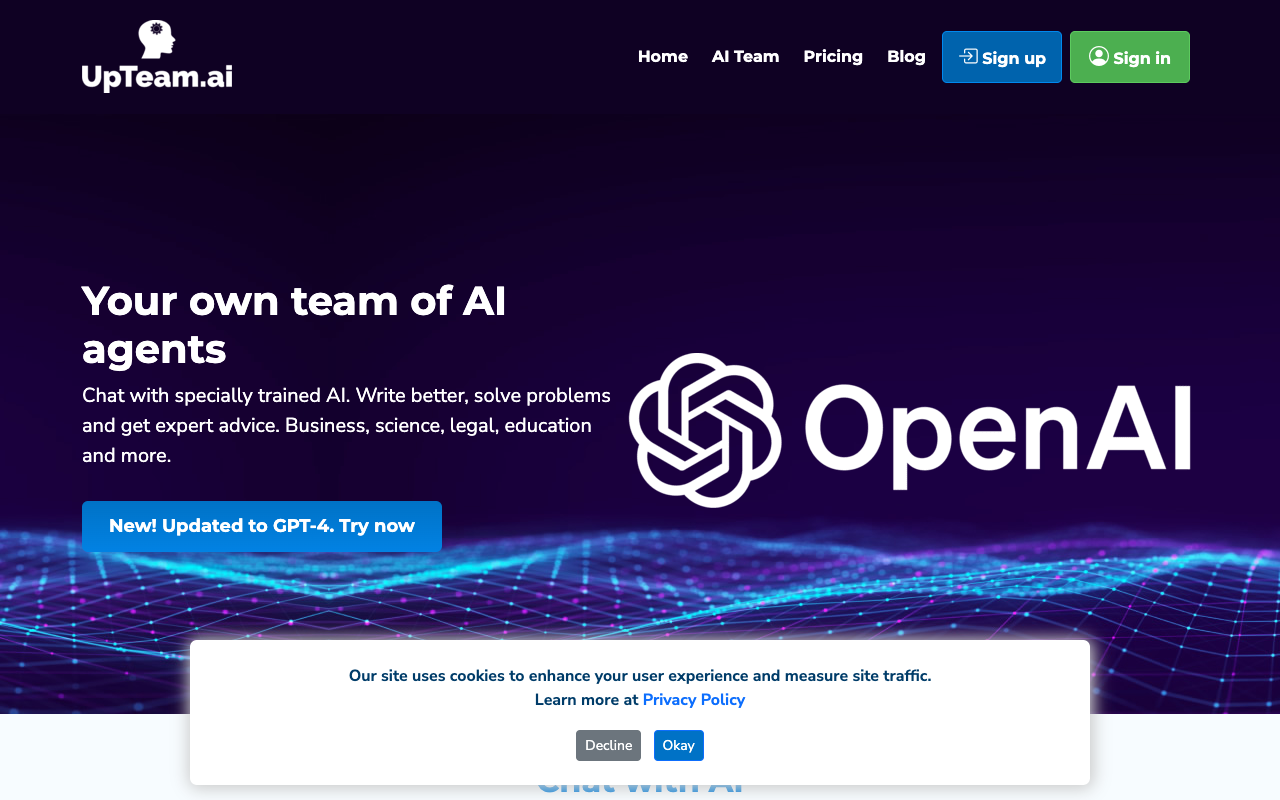 UpTeam.ai - 与我们的 AI 团队交流。100 名专家随时为您提供帮助 人工智能 AI 团队 专家咨询