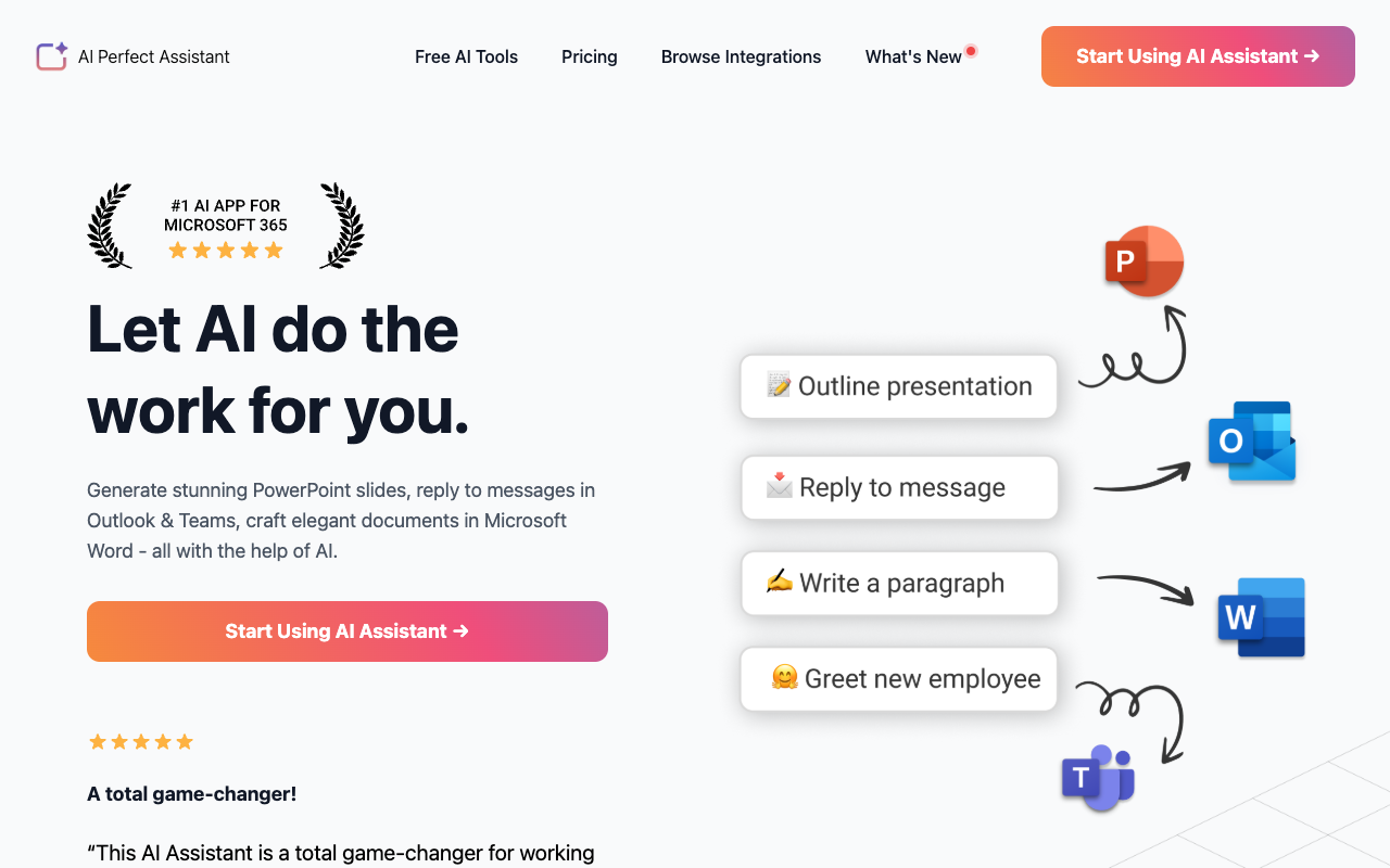 AI Perfect Assistant - GPT for Office365 - ChatGPT for Word/PowerPoint/Teams & Outlook 人工智能 办公软件