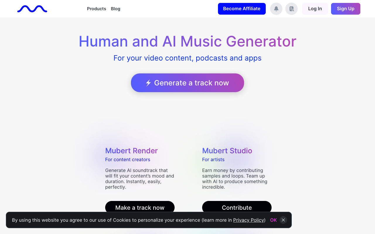 Mubert Render 2.0 - 为内容创作者提供无版税的 AI 生成音乐