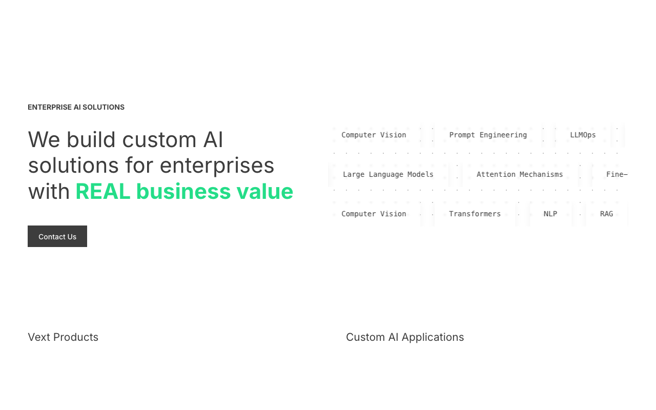 Vext - 从您的数据中快速定制 AI 应用 人工智能 数据集成 AI 应用