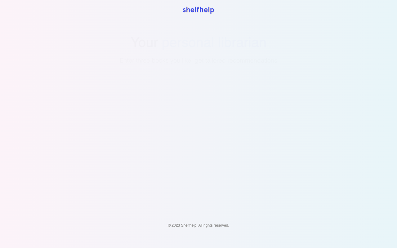 Shelfhelp - 您的个性化 AI 图书推荐系统
