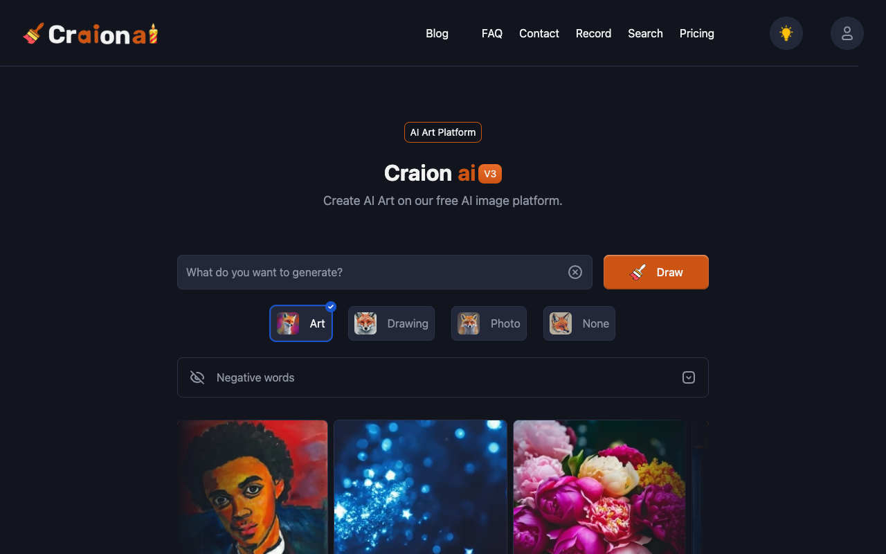 Craion AI - 免费 AI 图像技术，生成引人入胜的 AI 图像 人工智能 图像技术