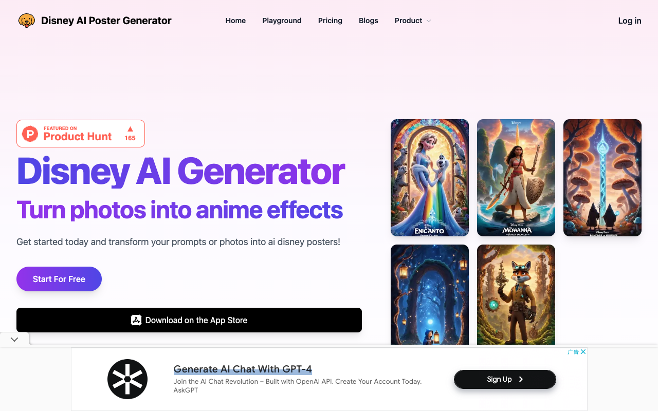 Disney AI 海报生成器 - 在几秒钟内生成迪士尼皮克斯 AI 海报 人工智能 海报生成器