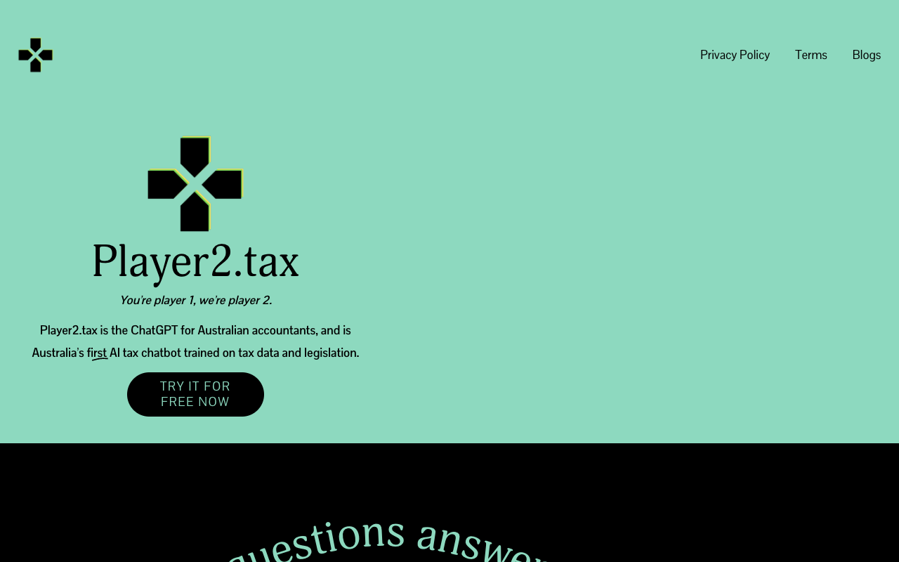 Player2.tax - 澳洲首个基于税法训练的人工智能税务聊天机器人 人工智能 税务