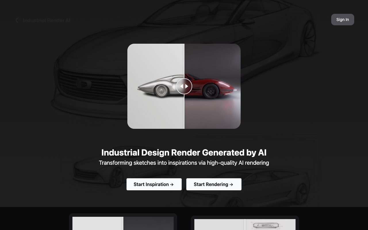 Industrial Render AI - 将您的产品设计草图转化为惊艳的 3D 照片