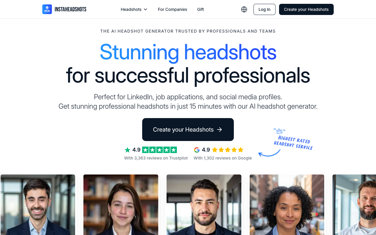 Instaheadshots - AI 打造的 200 张专业头像照片