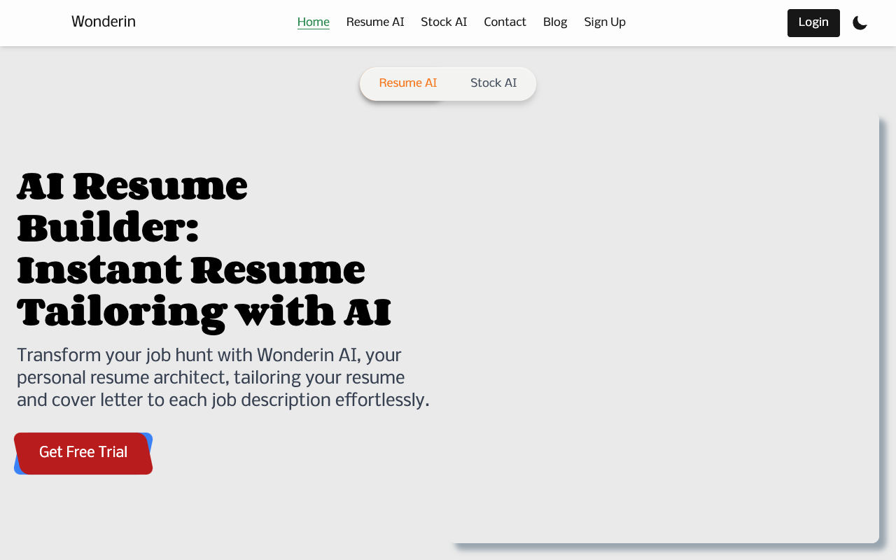 Wonderin Resume AI - AI 简历定制工具 人工智能 简历