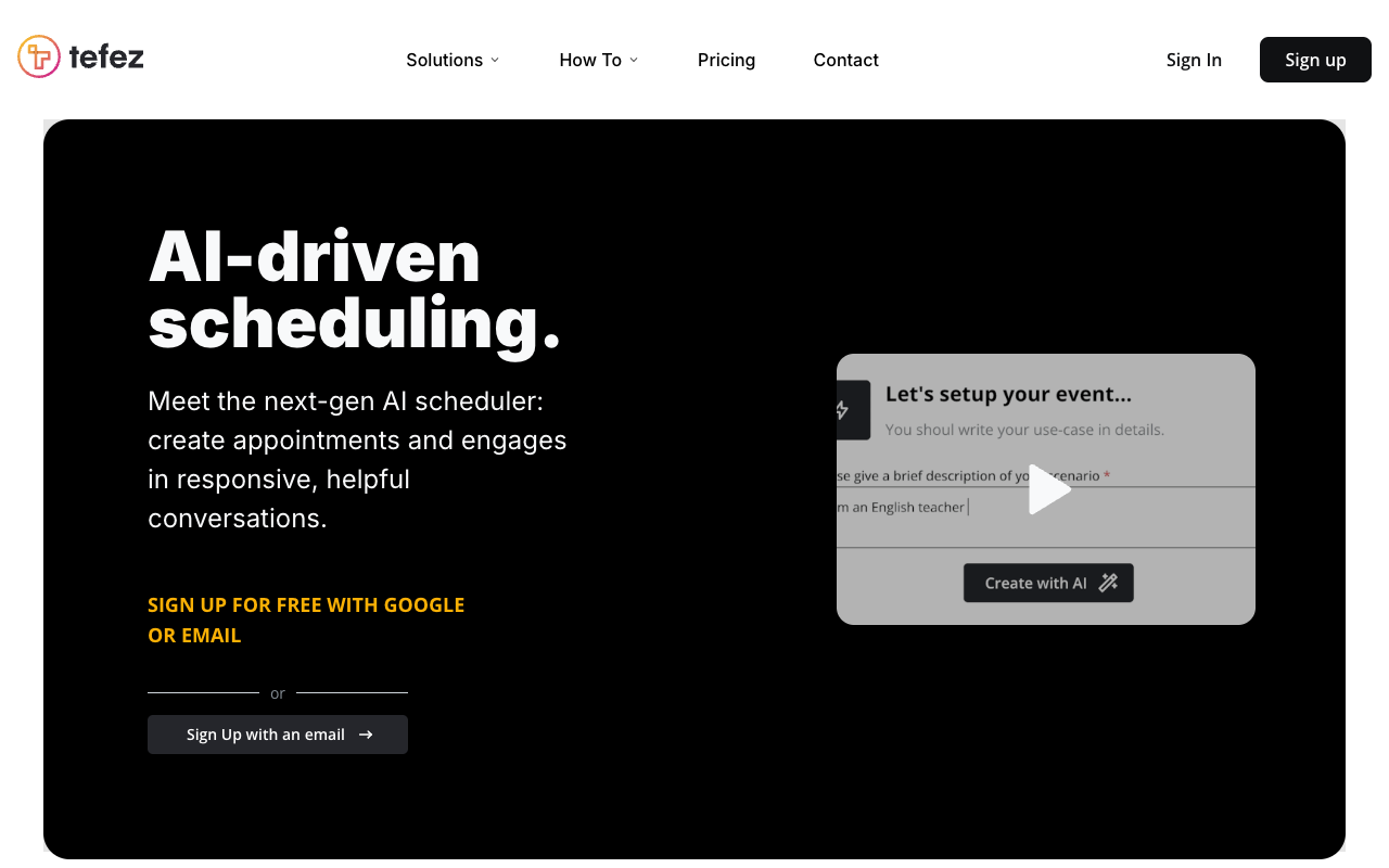 Tefez Scheduling - AI 驱动的日程安排：轻松、自动化、属于您 人工智能 日程安排