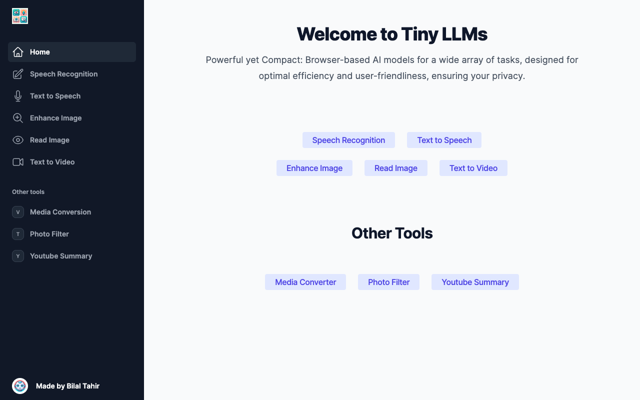 Tiny LLMs - 强大的基于浏览器的 AI 模型，适用于各种任务 人工智能 浏览器应用
