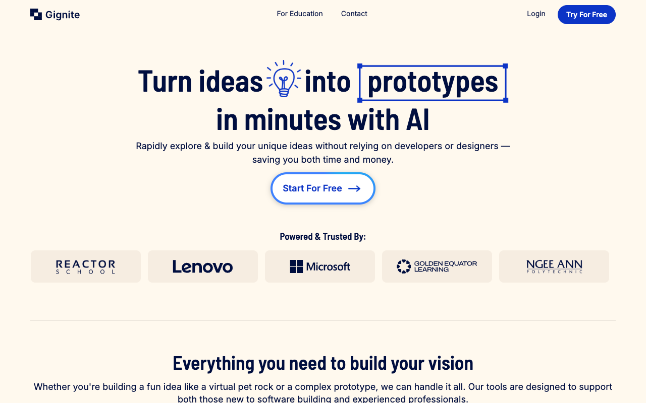 Gignite.ai - 基于提示的 MVP 构建工具