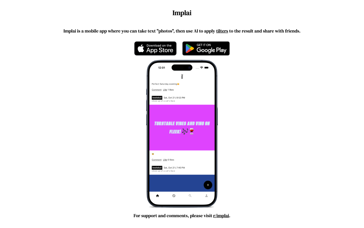 Implai - 用 AI 拍摄文本“照片”的应用