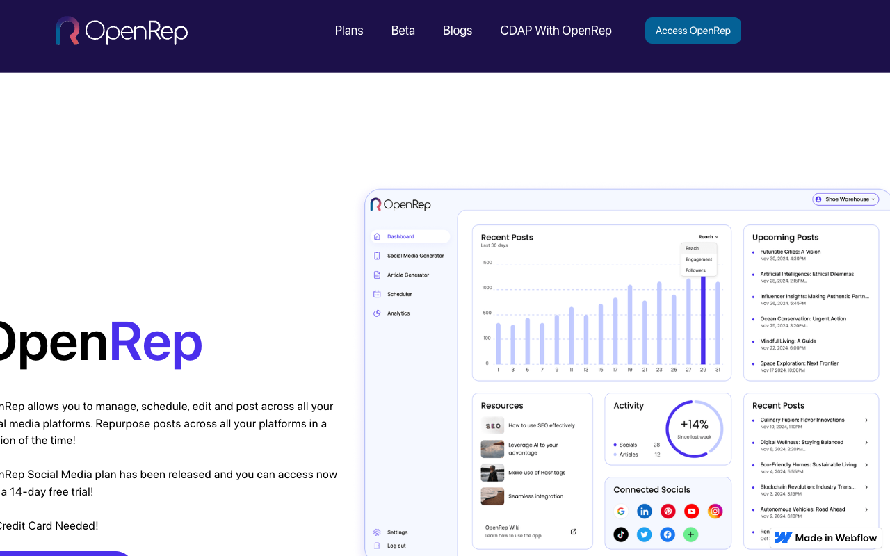 OpenRep - AI 助力有机数字营销流程优化 AI SEO 社交媒体