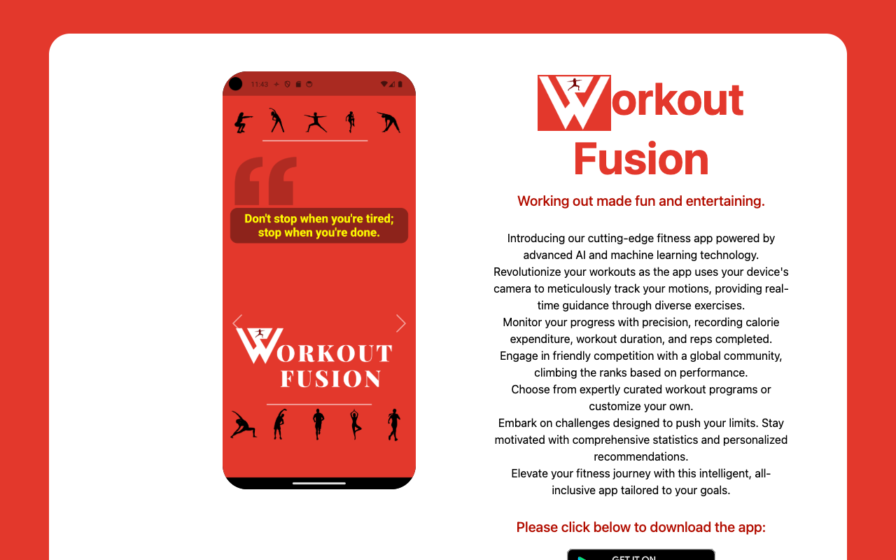 Workout Fusion - 利用人工智能技术打造有趣娱乐的健身应用 健身应用 人工智能 健身