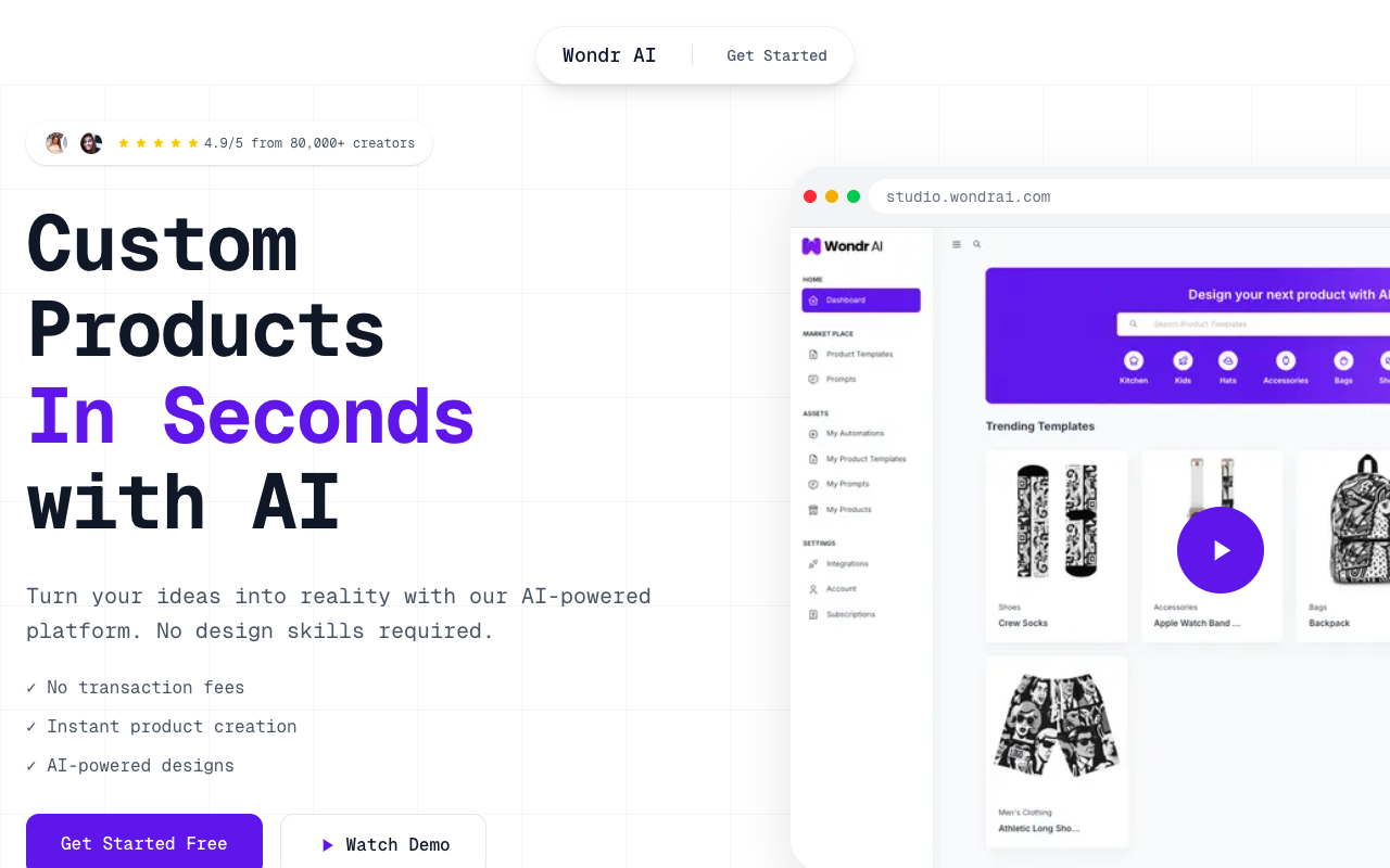 Wondr AI – AI 打印按需自动化 - 用 AI 自动化您的打印按需业务 人工智能 打印按需