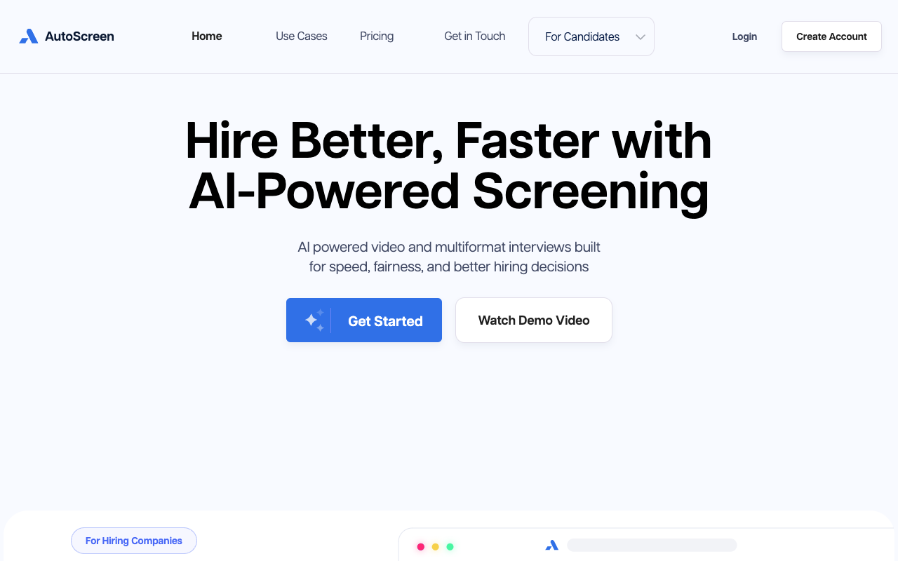 AutoScreen - 使用人工智能自动化筛选面试 人工智能 面试 招聘