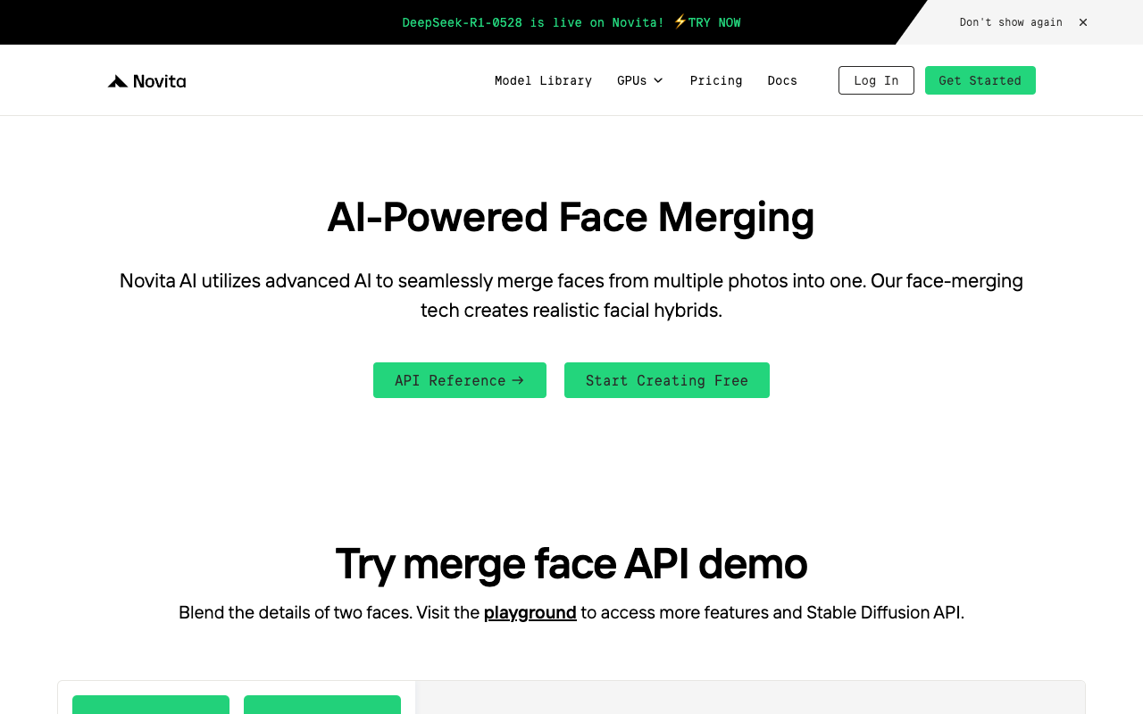 novita.ai Merge Face - 秒级 AI 人脸融合，100% 真实外观