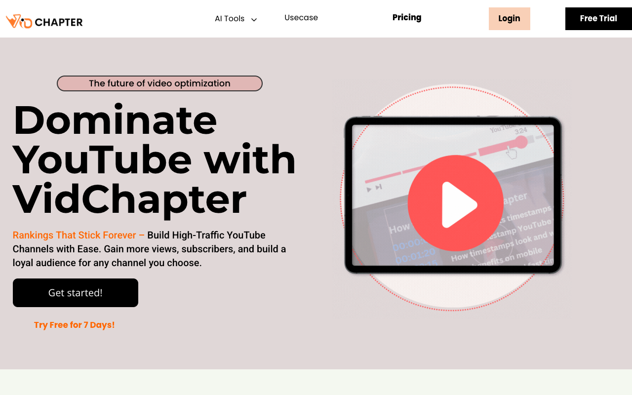 VidChapter - 为 YouTube 和 Vimeo 视频提供 AI 驱动的视频优化