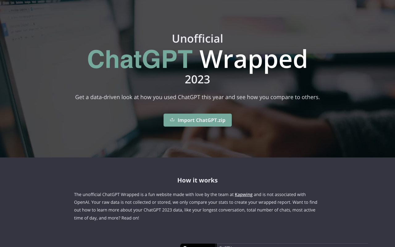 ChatGPT Wrapped - 回顾和比较您在 2023 年的 ChatGPT 历史