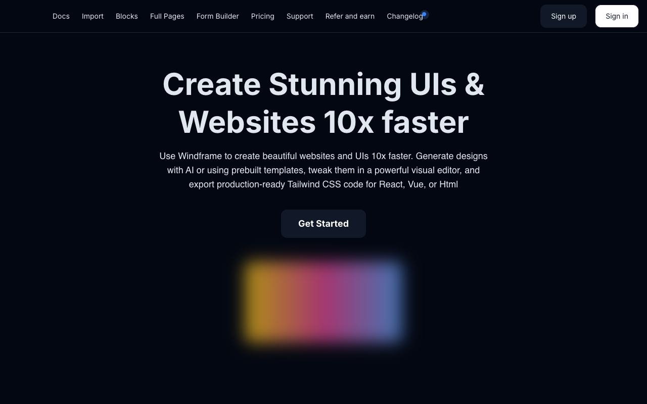 Windframe 2.0 - AI 增强的 Tailwind CSS 可视化编辑器和构建工具