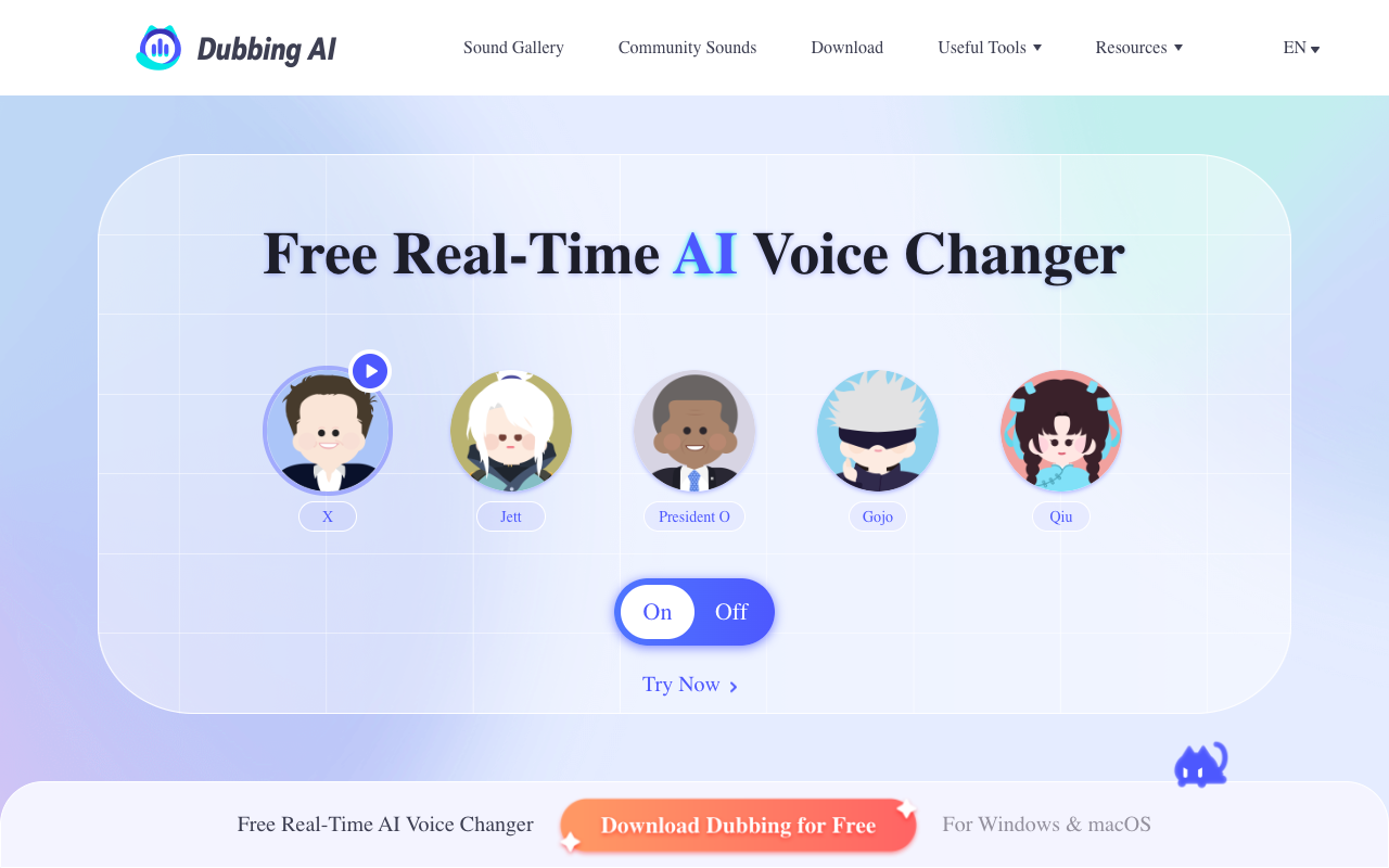 Dubbing AI - 免费实时人工智能语音转换器